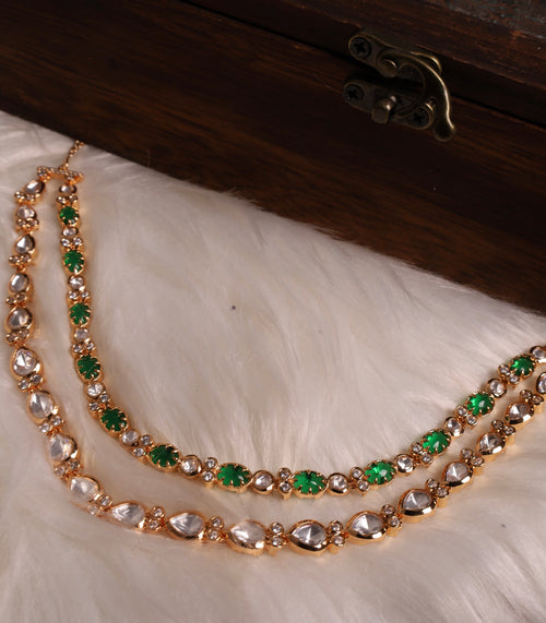2 Layer Green White Necklace
