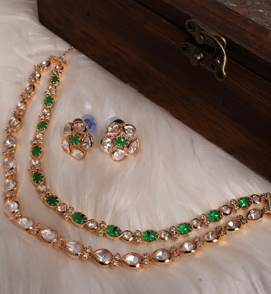 2 Layer Green White Necklace