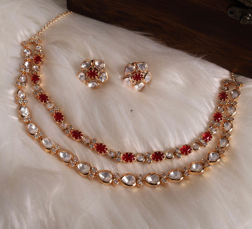 2 Layer Red White Necklace