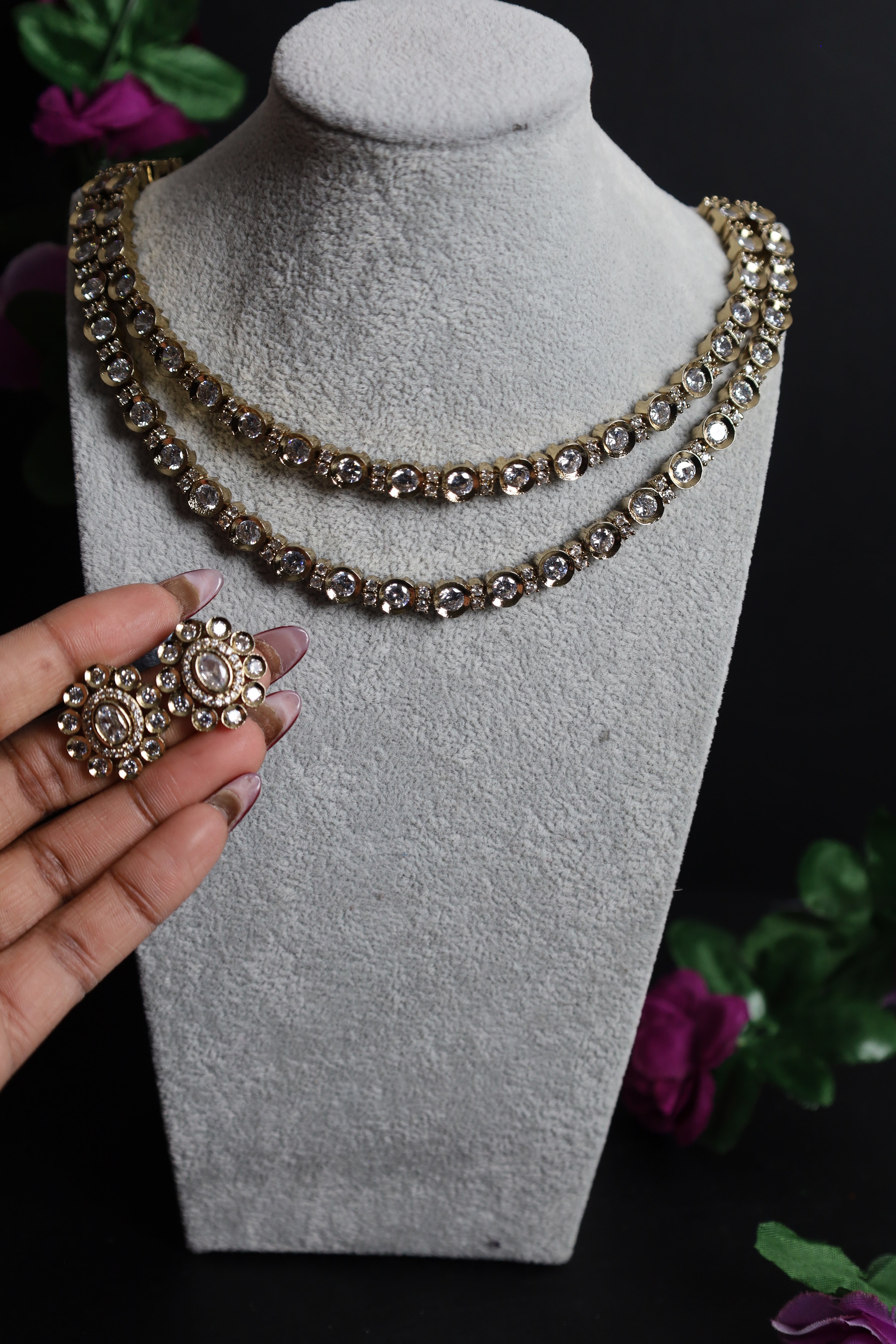 2 Layer White Stone Necklace