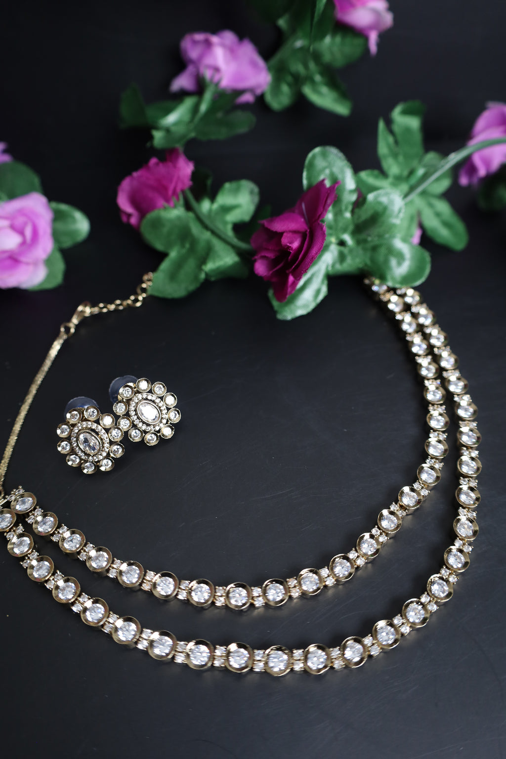 2 Layer White Stone Necklace