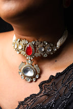 Royal Ruby Kundan Pearl Choker Necklace Set