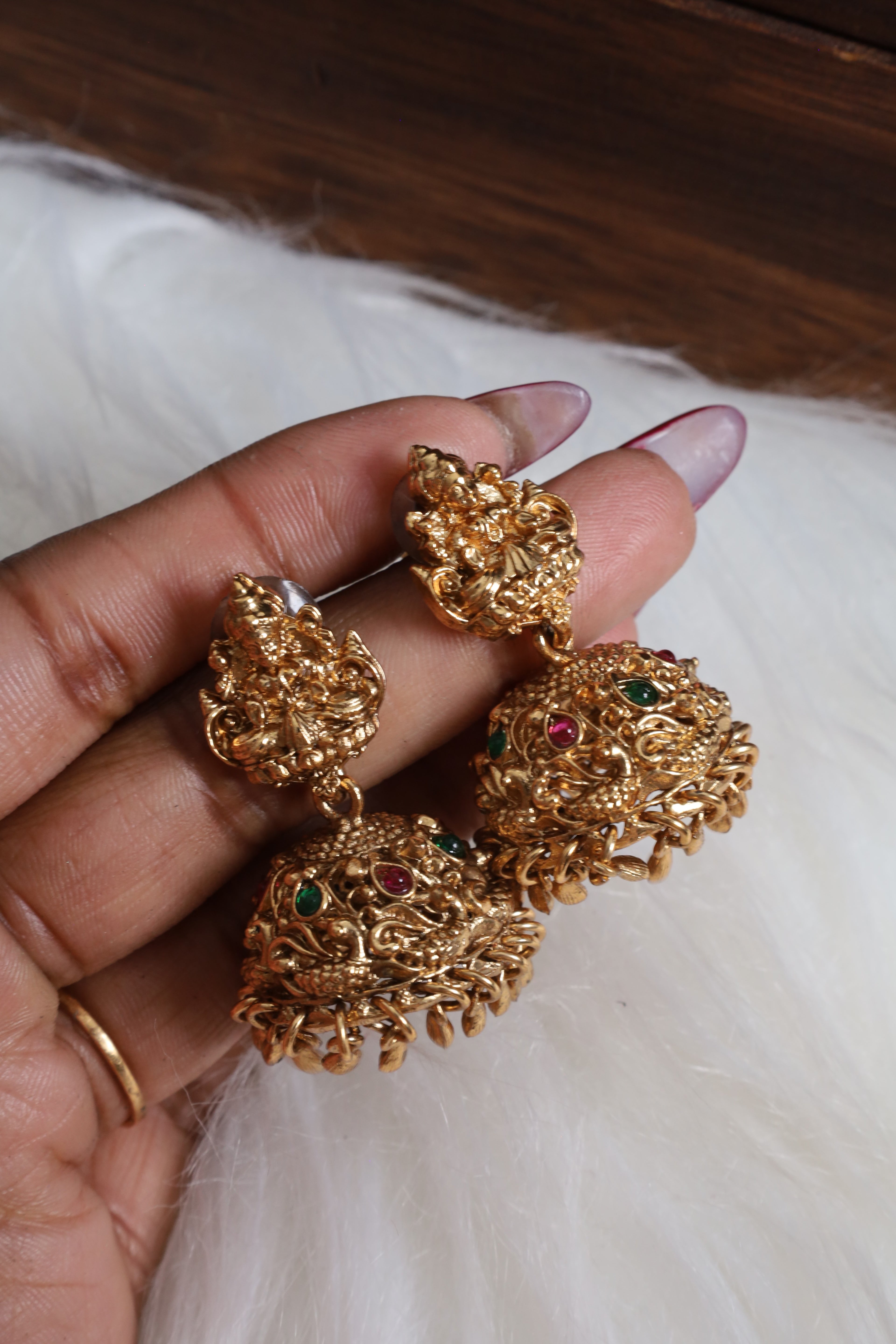 Antique Nagas Lakshmi Peacock Guttapoosalu Necklace
