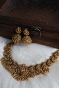 Antique Nagas Lakshmi Peacock Guttapoosalu Necklace