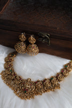 Antique Nagas Lakshmi Peacock Guttapoosalu Necklace