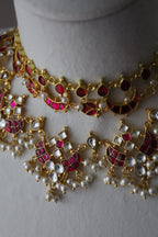 3-Layer Ruby Kundan Necklace Set