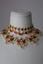 3-Layer Ruby Kundan Necklace Set