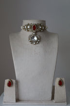 Royal Ruby Kundan Pearl Choker Necklace Set