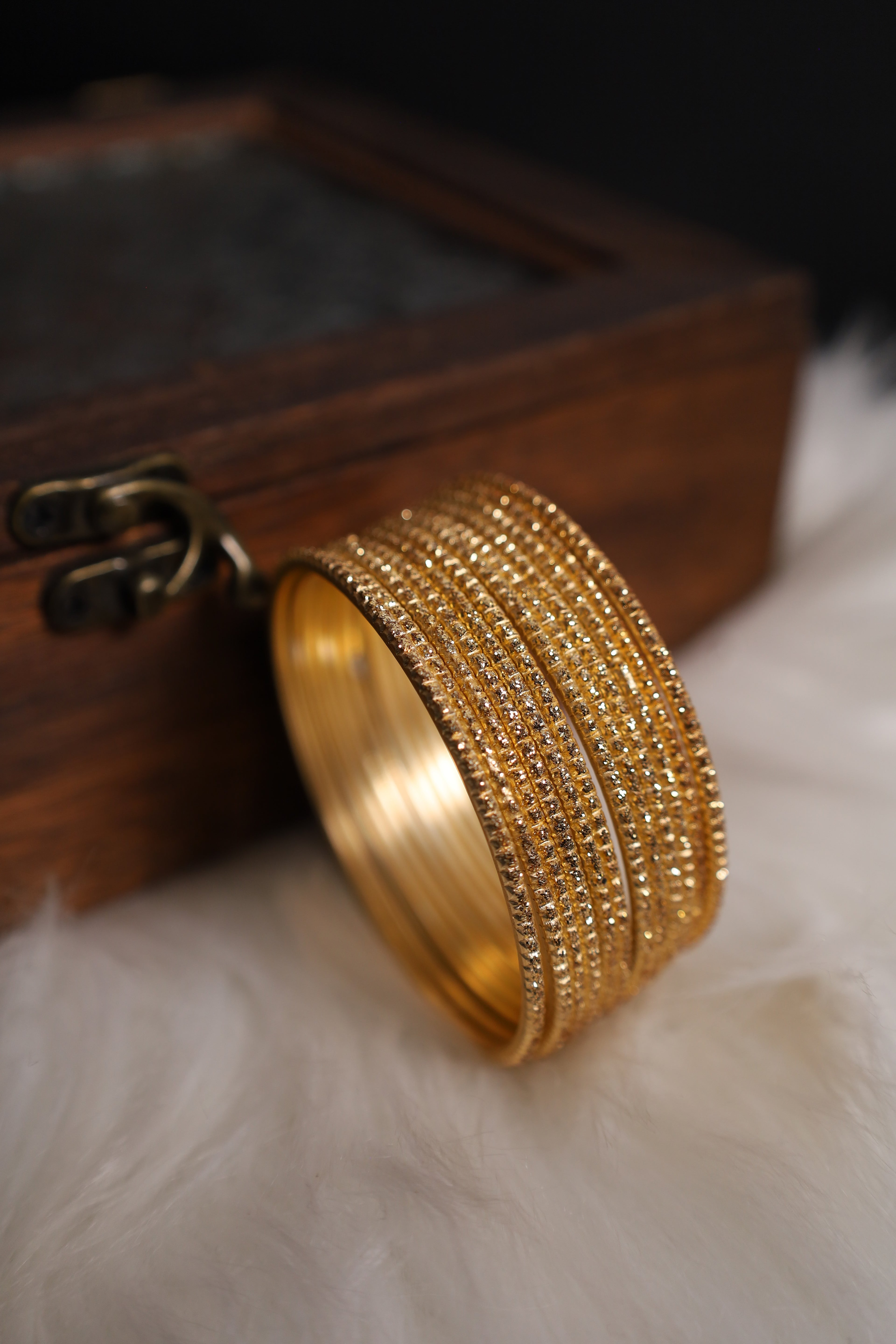 Gold Glitter Bangles 12 Pieces