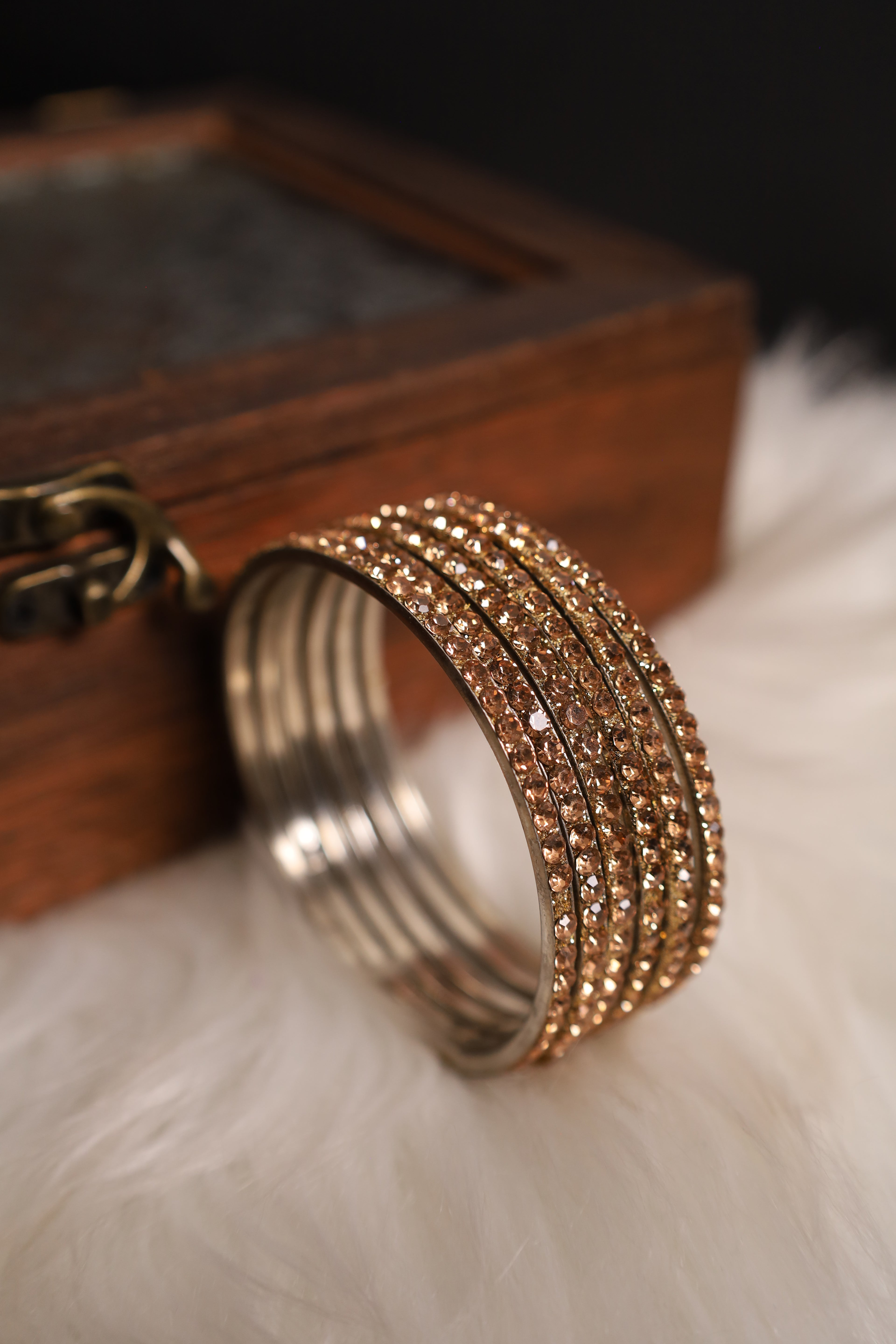 Gold Stone Bangles 2 Pair