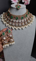 Kundan Green White Bridal Set