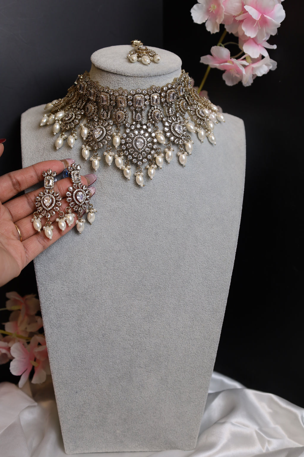 Kundan White Stone Bridal Set