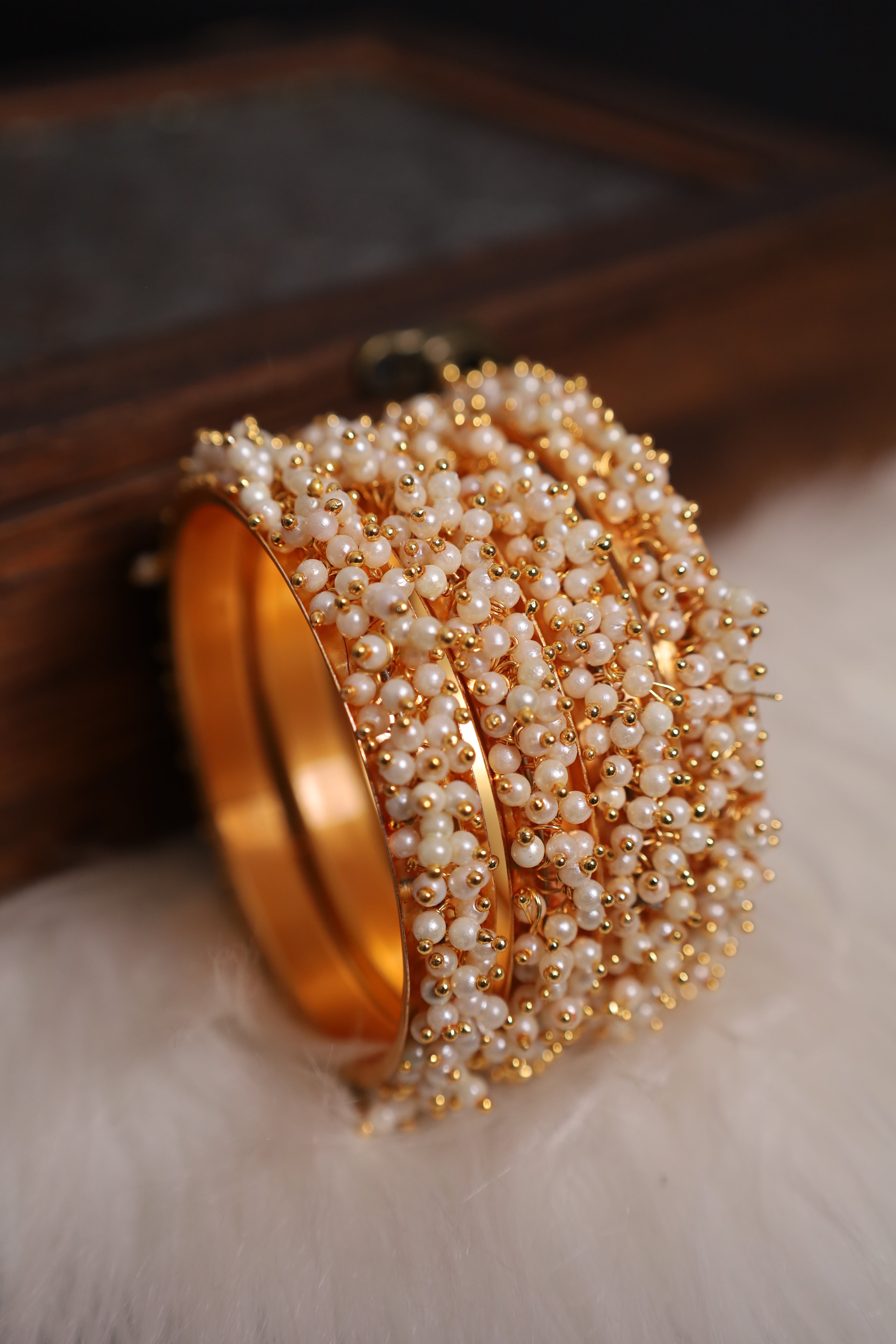 Pearl Kundan Bangles Pair
