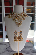 Luxury Gold Plated Gold/White Pachi Kundan Bridal Set