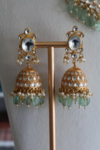 Luxury Gold Plated Mint Pachi Kundan Bridal Set