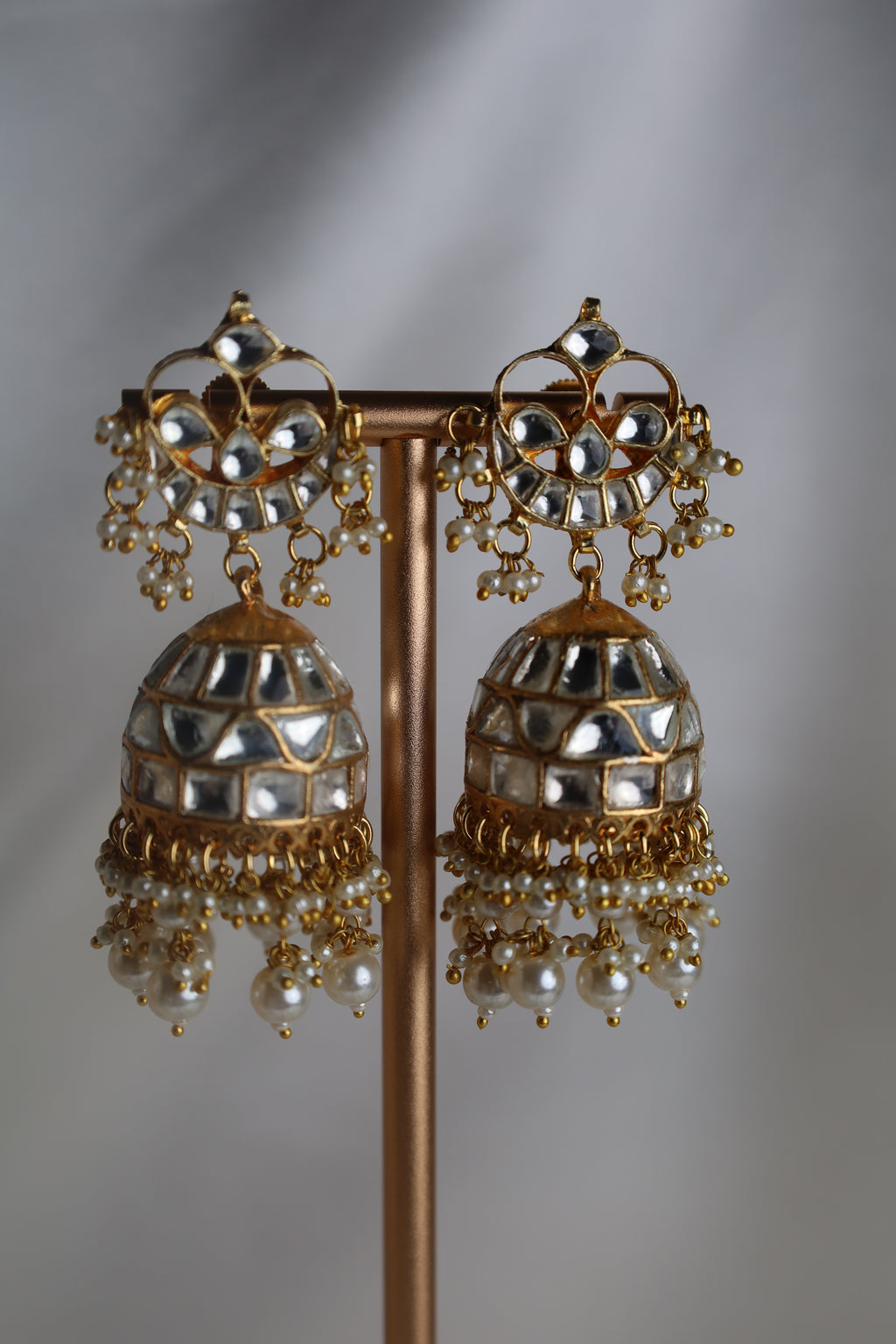 Luxury Gold Plated White Pachi Kundan Bridal Set