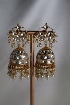 Luxury Gold Plated White Pachi Kundan Bridal Set