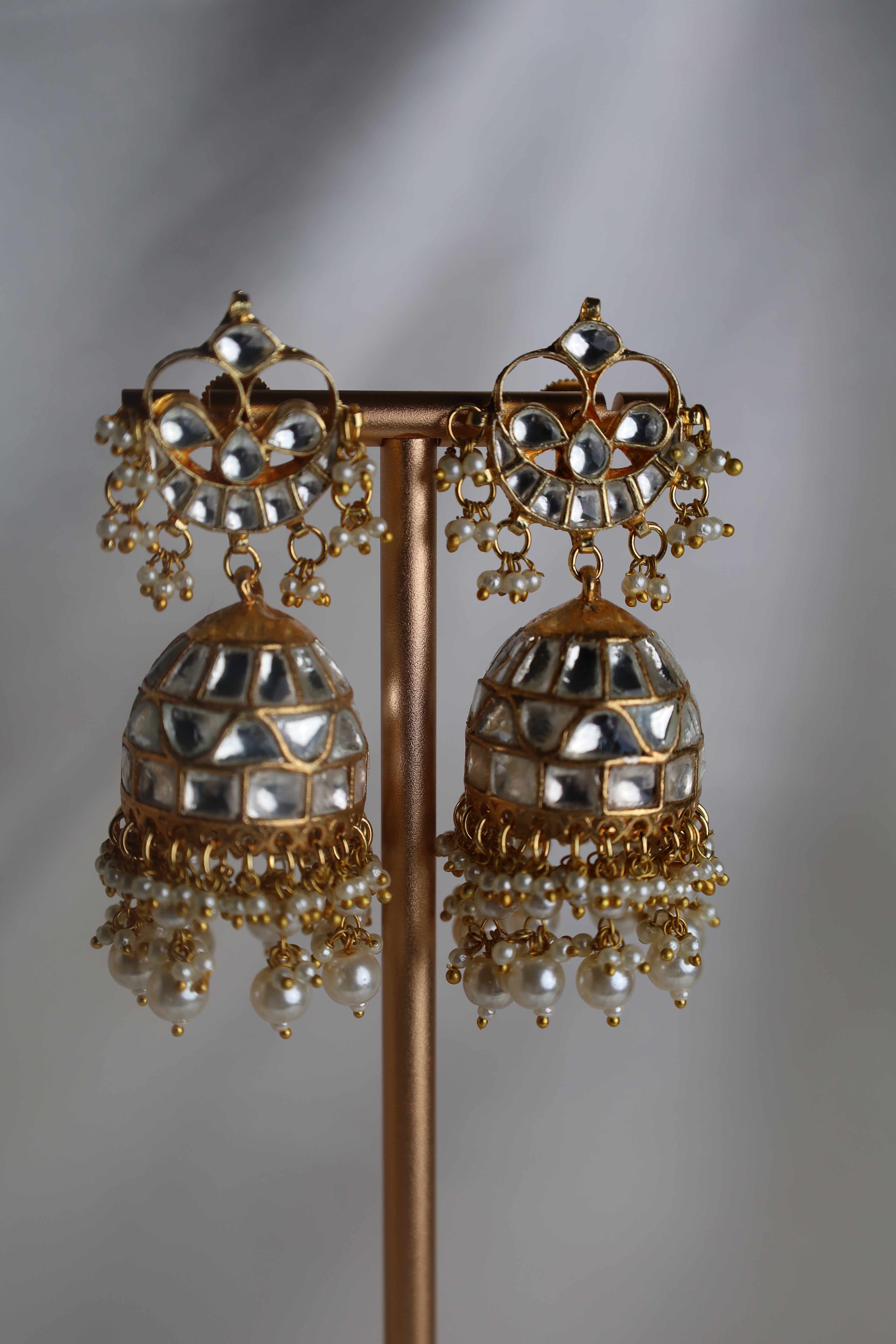 Luxury Gold Plated White Pachi Kundan Bridal Set