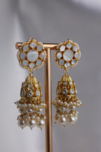 Luxury Gold Plated White Pachi Kundan Bridal Set Small