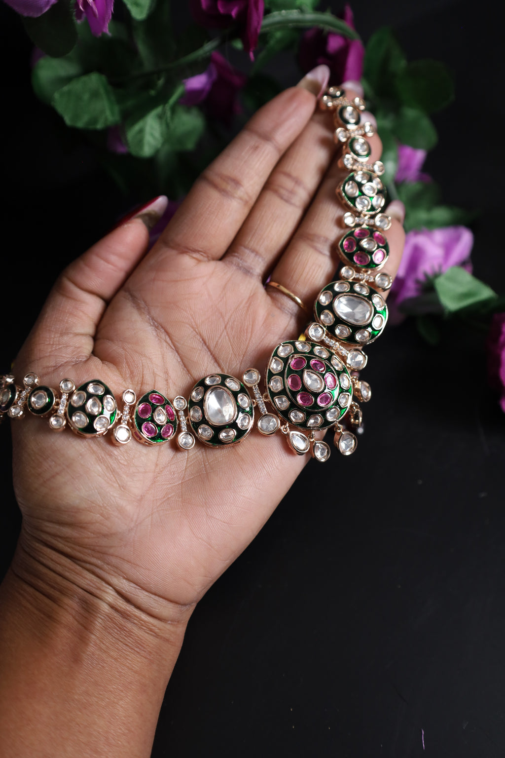 Moissanite Pink White Stone Set