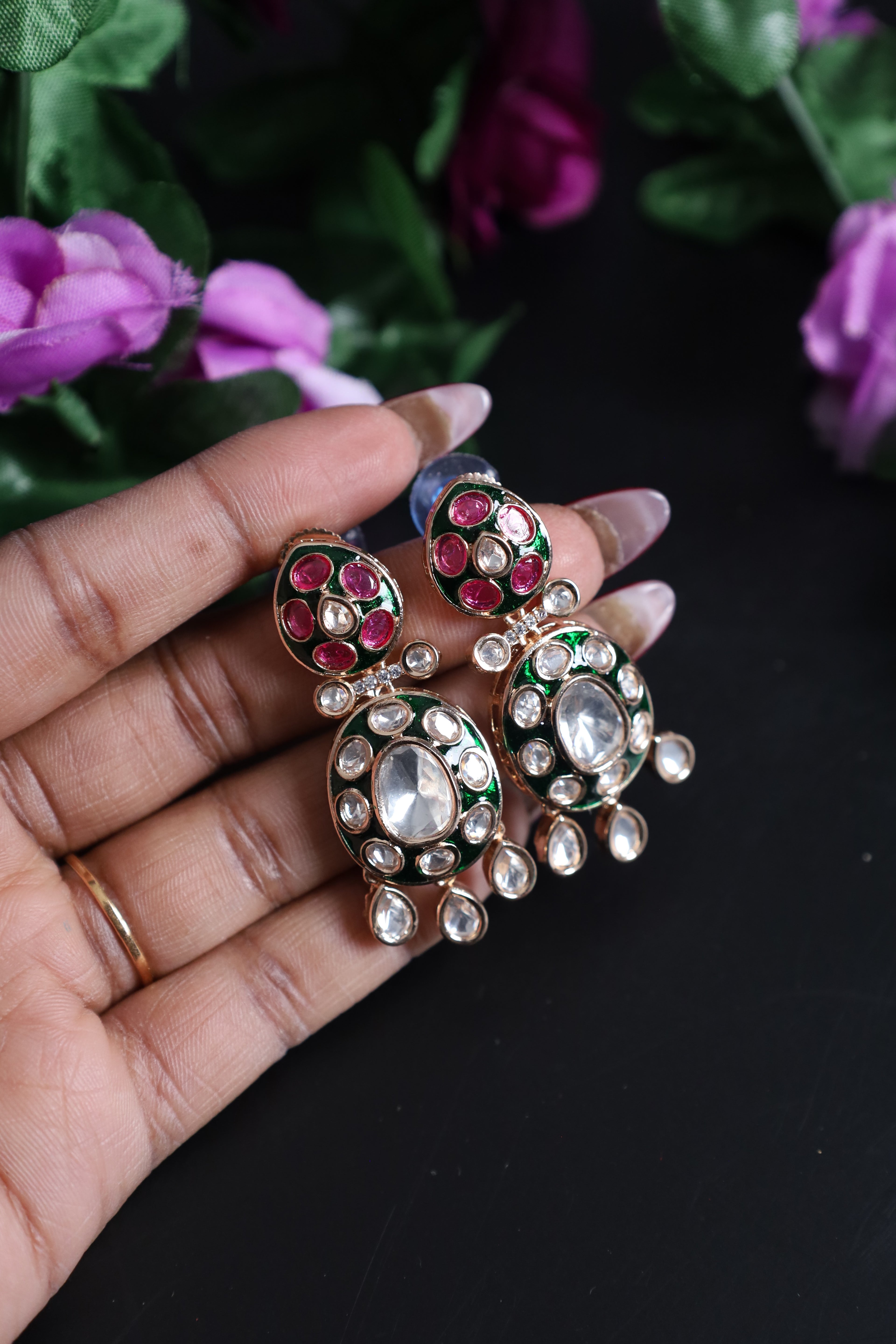 Moissanite Pink White Stone Set