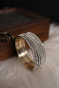 Silver Stone Bangles 2 Pair