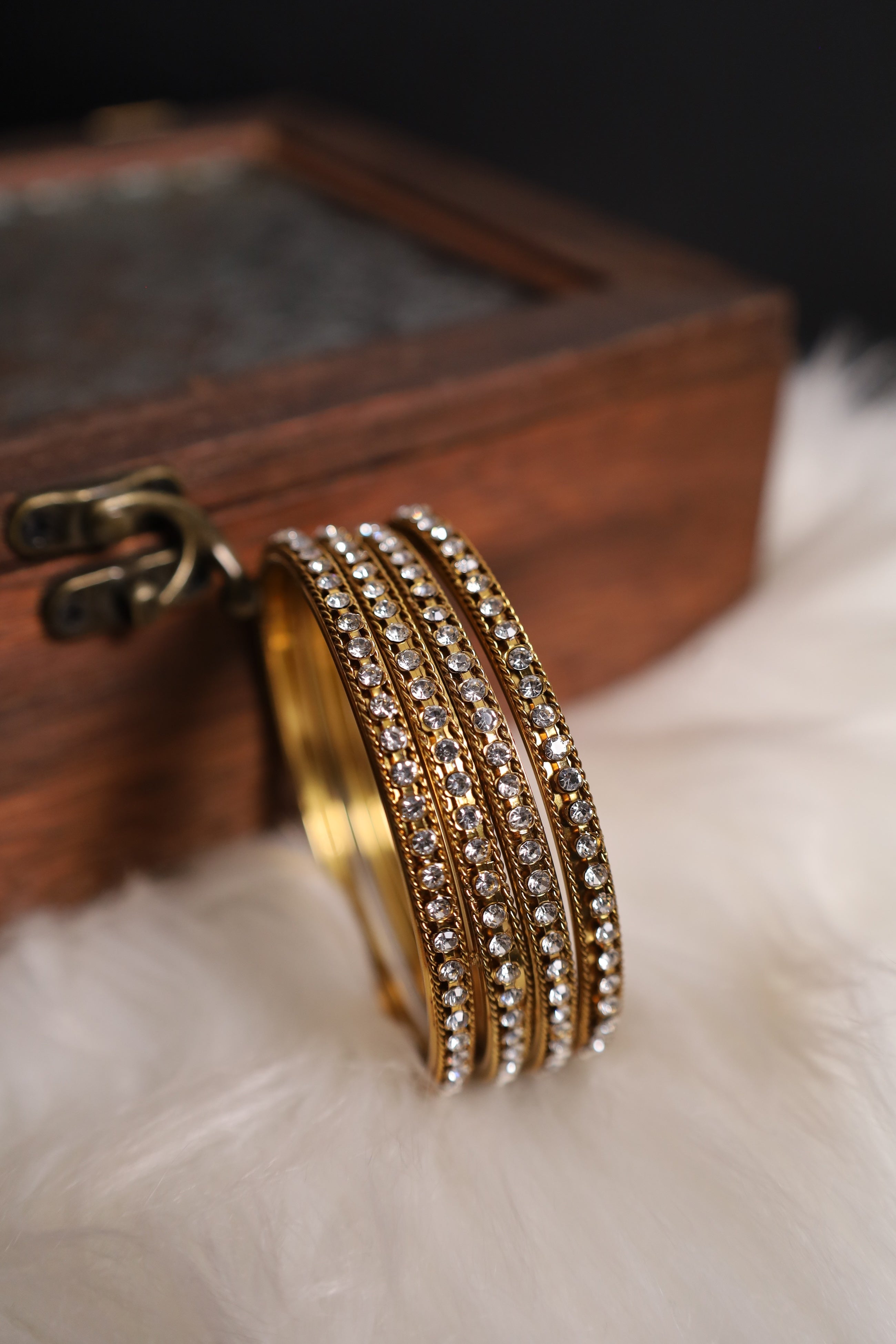 Running Stone Bangles 4 Pair
